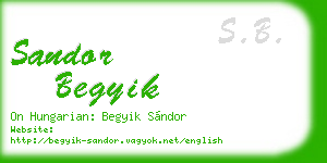 sandor begyik business card
